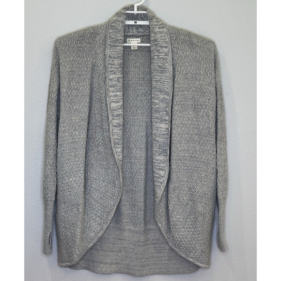 Dakini Open Front Sweater Cardigan Womens Sz Large Gray Cotton Blend Collar NEW - Picture 1 of 9